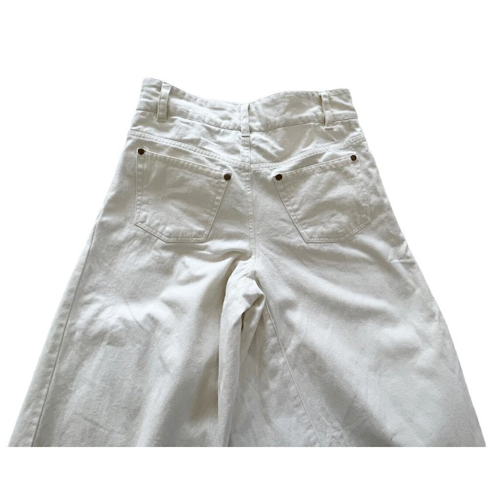 Farm Rio Women's Sz XS Off White (Natural) High Waisted Wide Leg Denim Jeans - Picture 8 of 9